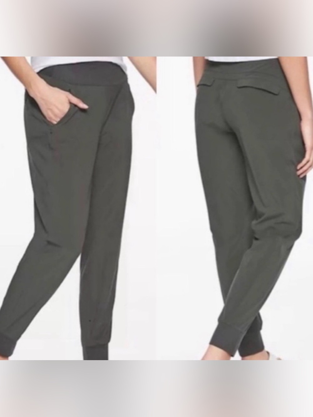 Athleta Soho Lined Joggers Olive Green Size 12T - Picture 7 of 13